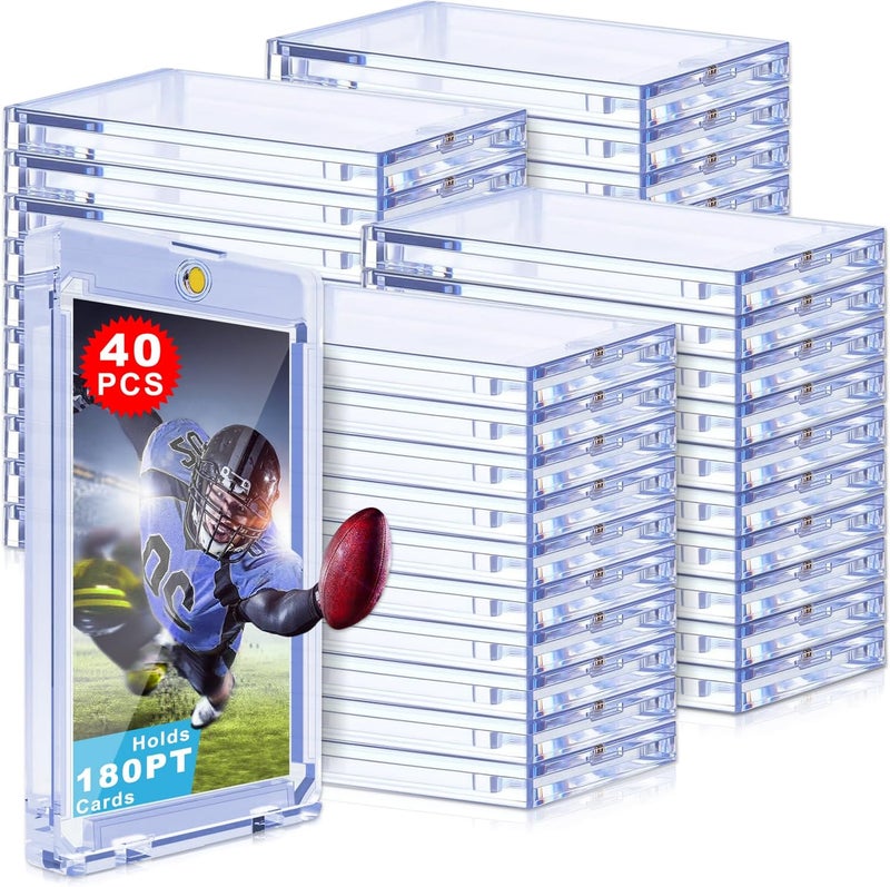 YZtree 180 pt Magnetic Card Case: 40ct One Touch Card Holders for Trading Cards, U-V Protection Hard Cards Sleeves Case for Sports Game Cards, Football, Baseball - Image 1